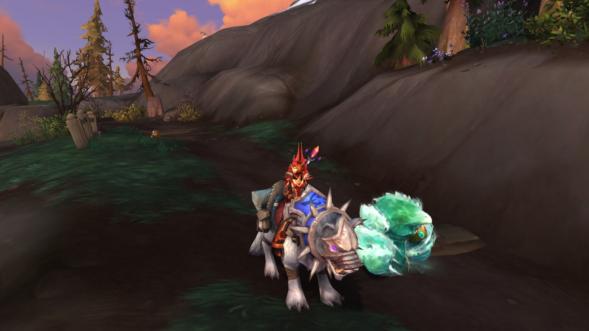 Frost mage on a frostwolf snarler wearing pvp transmog gear