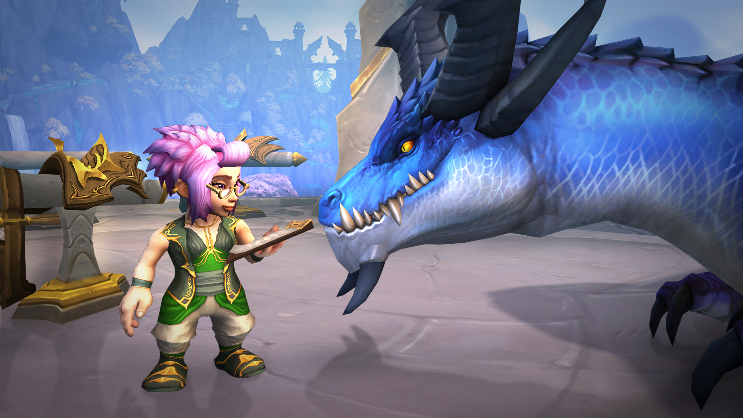 Gnome withy a blue dragon