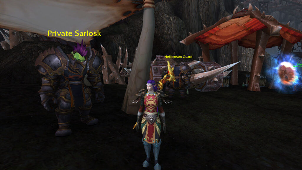 Dracthryr Evoker and Private Sarlosk in Tol Barad, World of Warcraft, during daily quest pickup